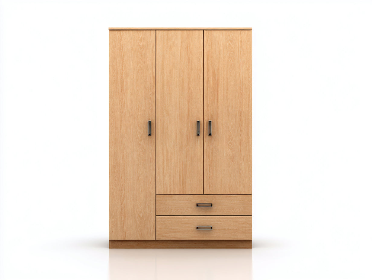 Armoire - Panneaux de bois - 142 x 56 x 192 cm - Chêne naturel - Style contemporain