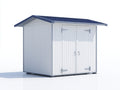 Abri de jardin - Résine - 258 x 188 x 224 cm - Blanc-Gris clair-Bleu foncé-Argenté - Moderne