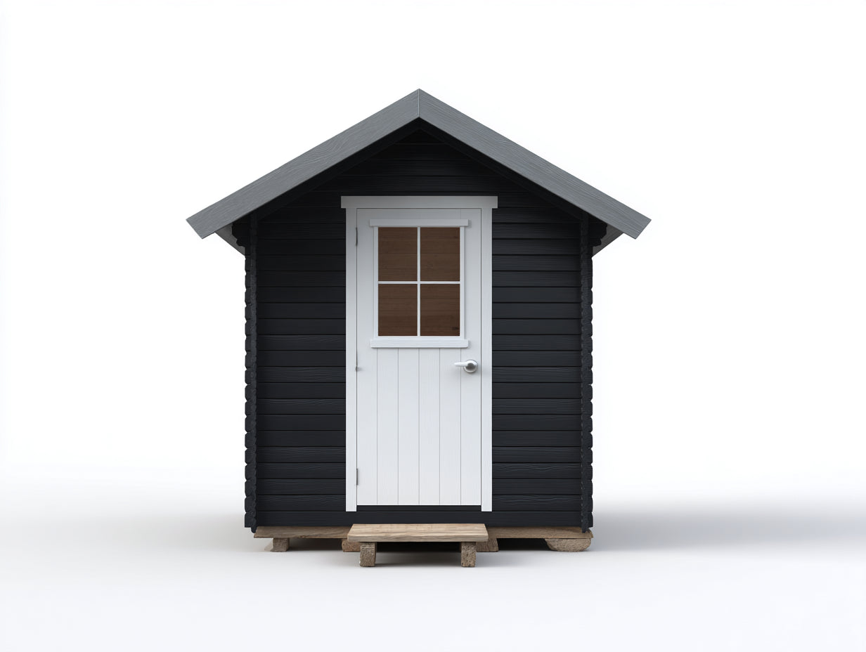 Abri de jardin - Bois - 155 x 120 x 220 cm - Noir-Blanc-Gris foncé-Bois naturel - Nordique