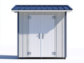 Abri de jardin - Bois-Métal - 205 x 150 x 218 cm - Gris clair-Blanc-Bleu foncé-Argenté - Moderne