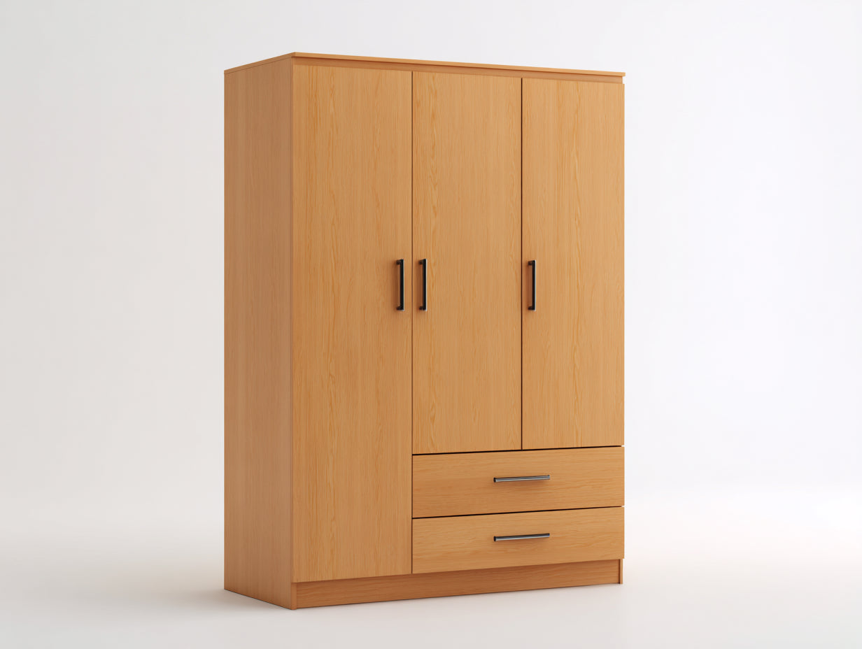 Armoire - Panneaux de bois - 150 x 58 x 195 cm - Chêne miel-Noir - Style moderne