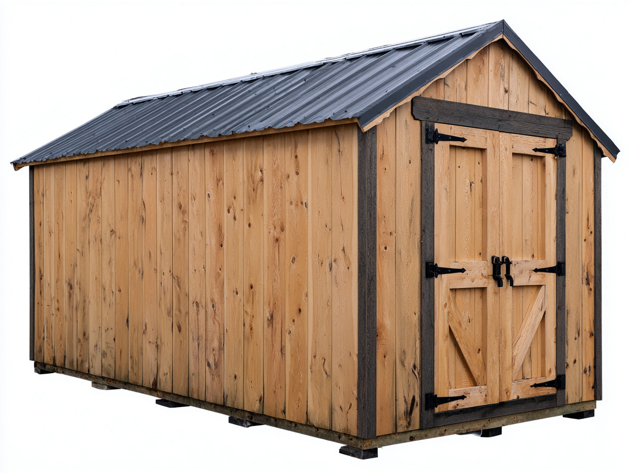 Abri de jardin - Bois - 310 x 240 x 245 cm - Bois naturel-Brun foncé-Gris foncé-Noir - Rustique