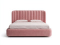 Lit double - Velours - 218 x 182 x 125 cm - Rose ancien - Style contemporain