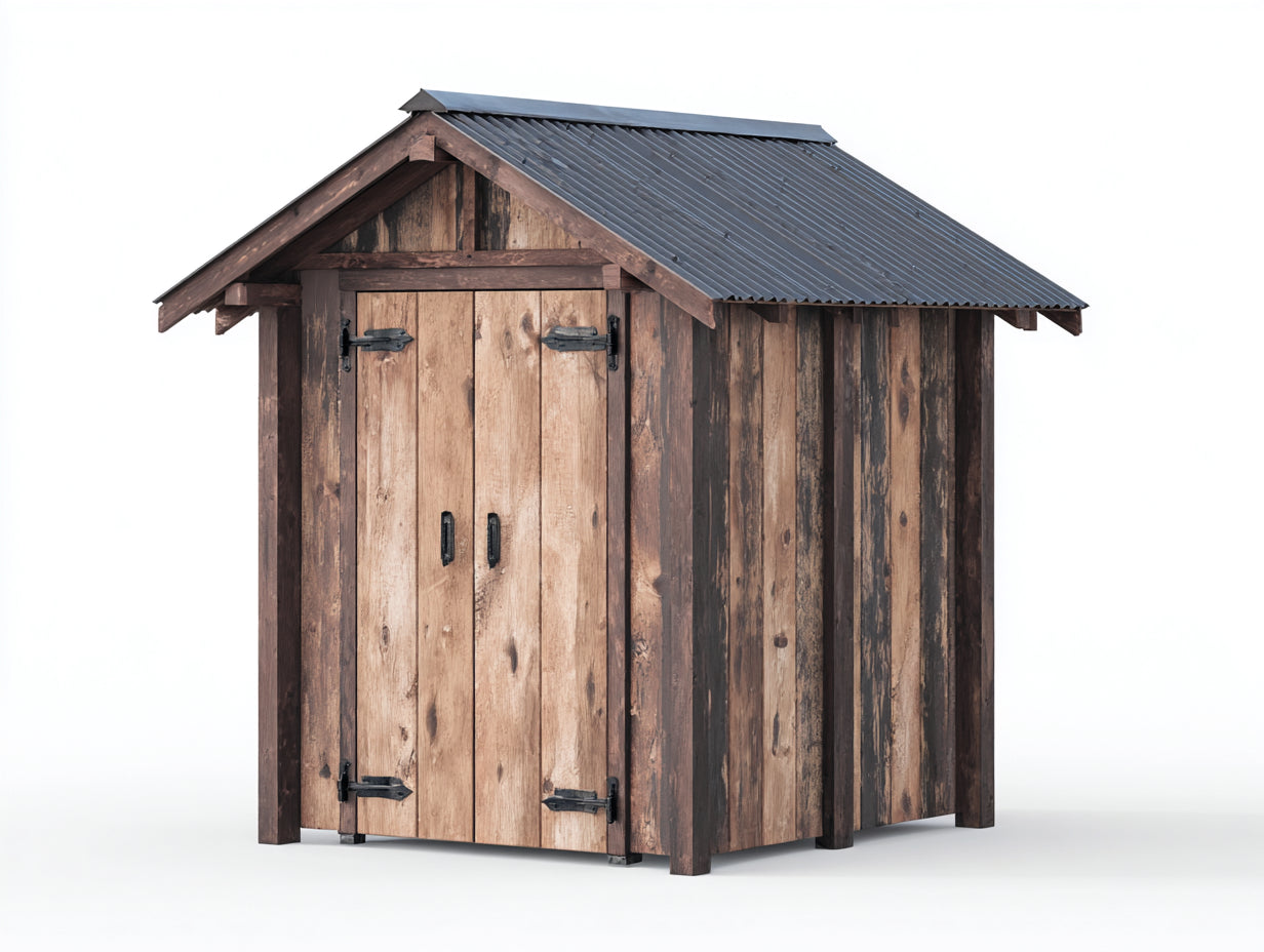 Abri de jardin - Bois - 190 x 145 x 225 cm - Brun clair-Brun foncé-Noir-Gris anthracite - Rustique