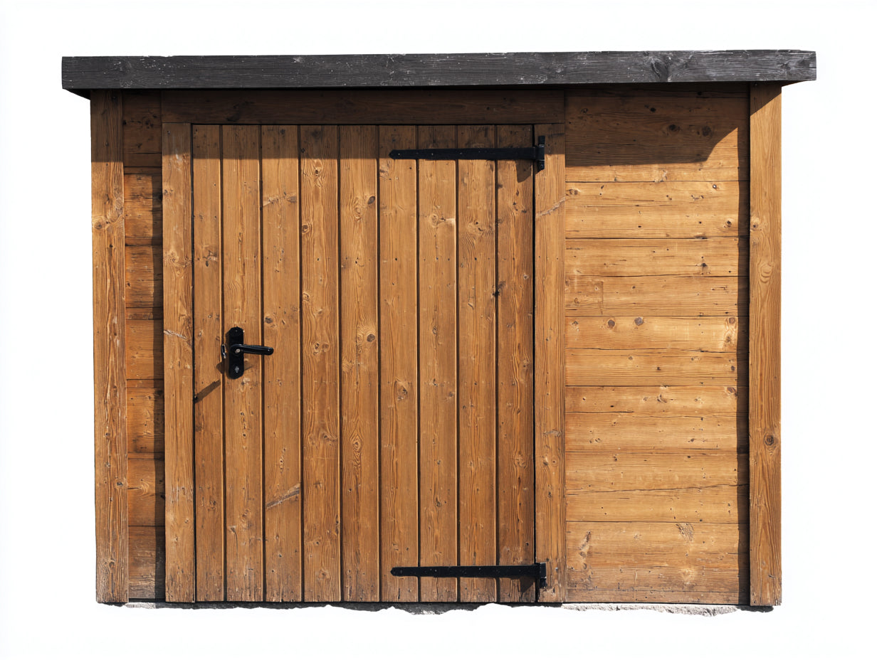 Abri de jardin - Bois - 245 x 150 x 210 cm - Brun clair-Brun foncé-Noir - Rustique