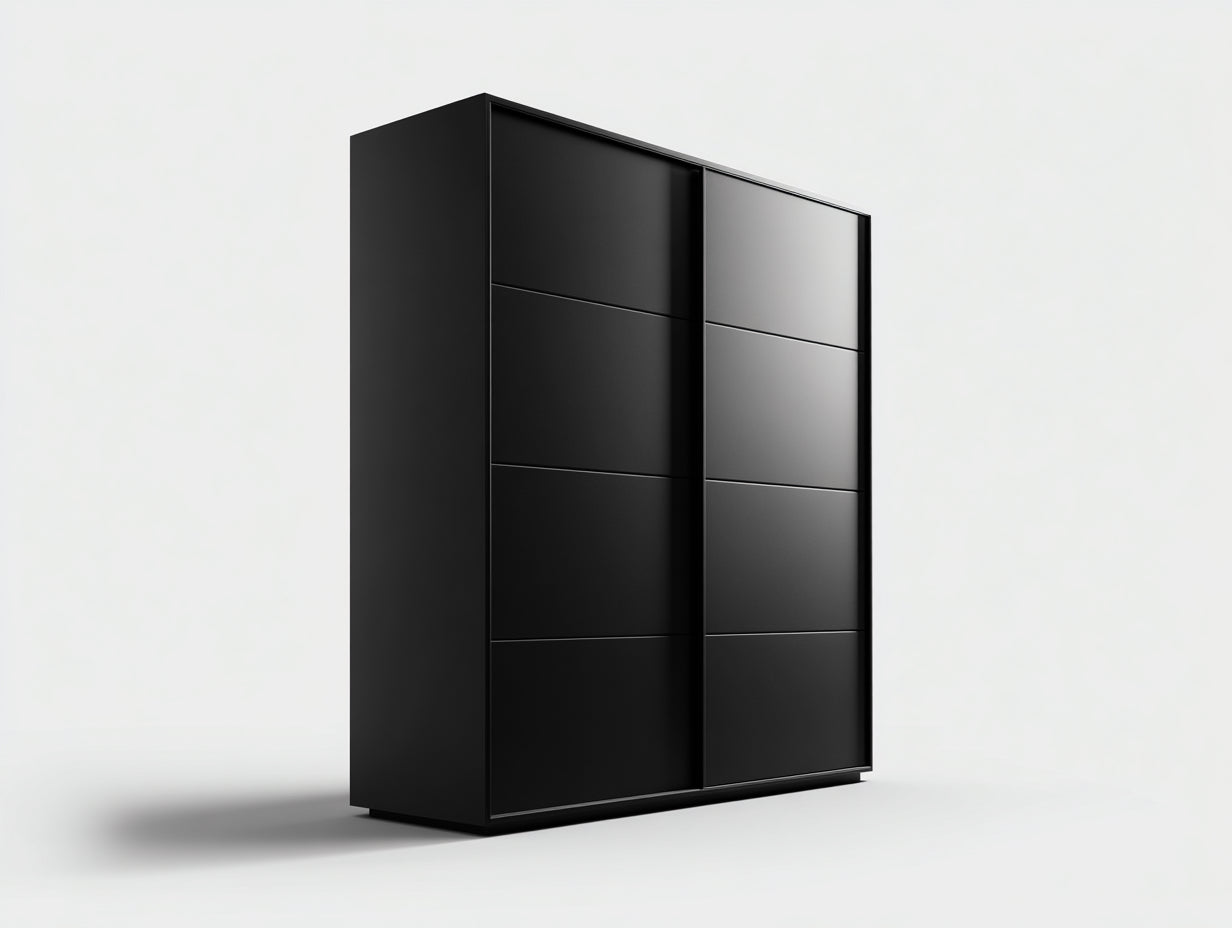 Armoire - Panneaux de bois - 150 x 62 x 200 cm - Noir - Style contemporain
