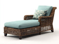 Bain de soleil - rotin-tissu - 176 x 84 x 89 cm - bleu clair-brun - bord de mer