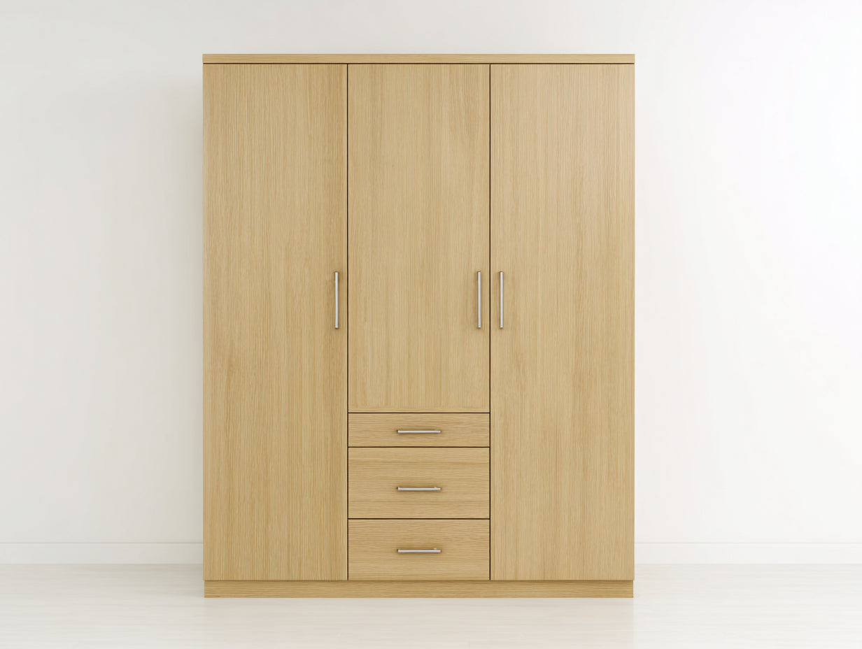 Armoire - Panneaux de bois - 160 x 58 x 195 cm - Chêne clair - Style moderne
