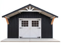 Abri de jardin - Bois - 330 x 240 x 255 cm - Noir-Blanc-Bois naturel - Style grange