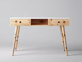 Bureau-Bois-MDF-140x60x75 cm-Blanc-Bois naturel-Style moderne