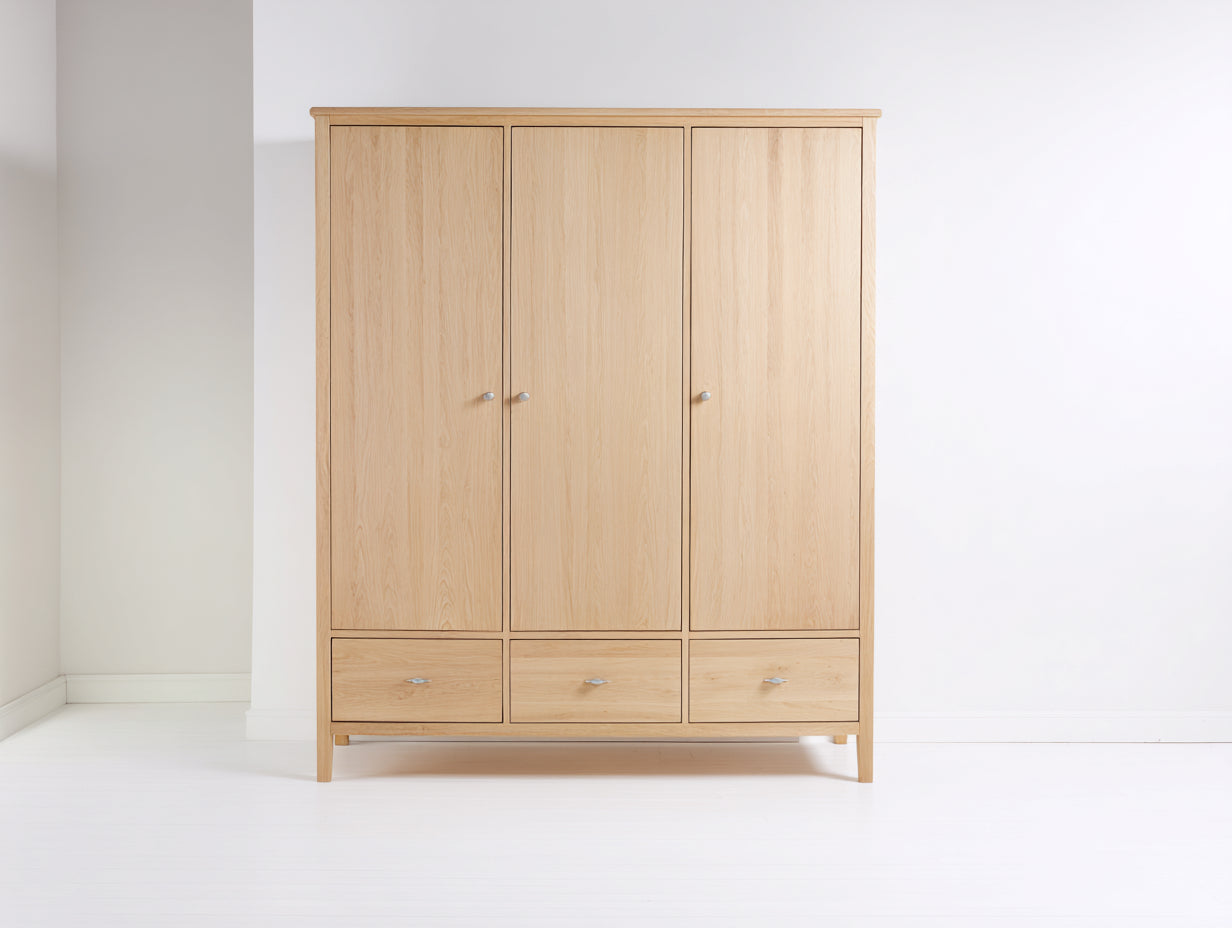 Armoire - Bois - 165 x 58 x 195 cm - Chêne clair-Argent - Style scandinave