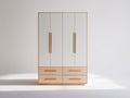 Armoire - Panneaux de bois - 160 x 58 x 200 cm - Blanc-Bois clair - Style scandinave