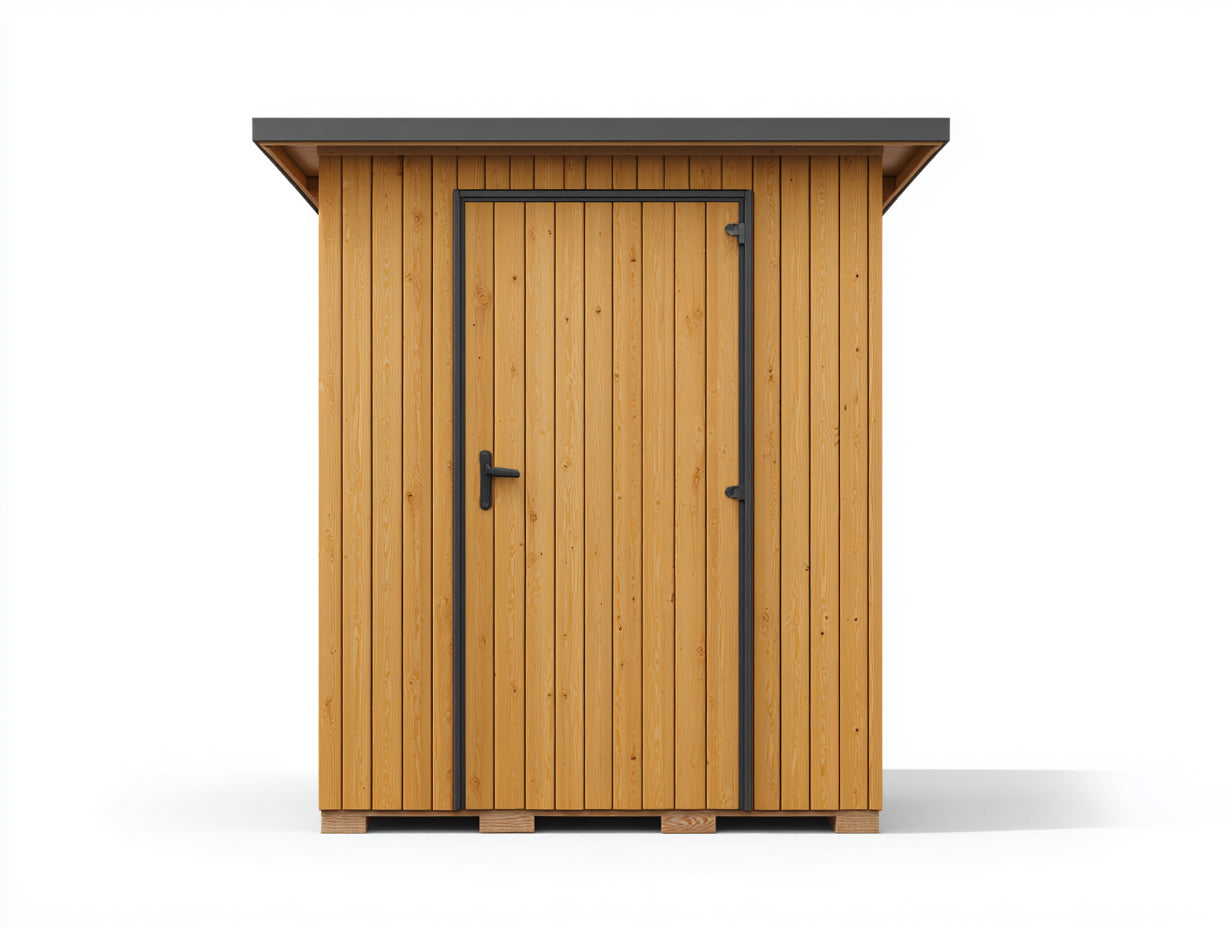 Abri de jardin - Bois - 150 x 115 x 220 cm - Brun miel-Gris foncé-Noir - Contemporain