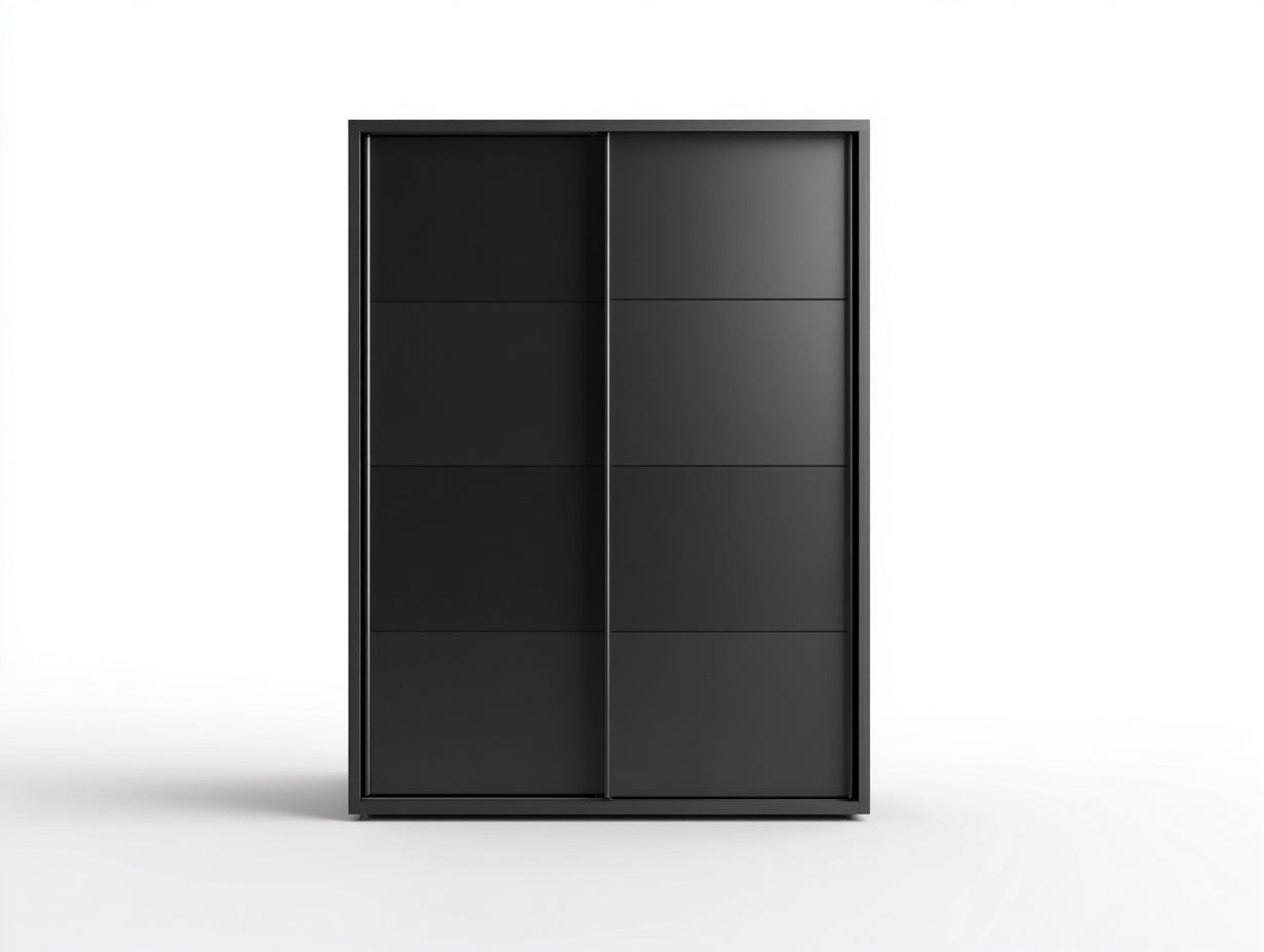 Armoire - Panneaux de bois - 140 x 60 x 200 cm - Noir - Style minimaliste