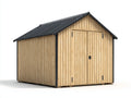 Abri de jardin - Bois - 285 x 220 x 245 cm - Bois naturel-Noir-Gris anthracite - Rustique