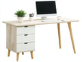 Bureau-MDF-Bois-160x70x75 cm-Blanc-Naturel-Style scandinave