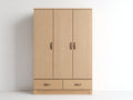 Armoire - Panneaux de bois - 148 x 57 x 196 cm - Chêne clair-Noir - Style contemporain