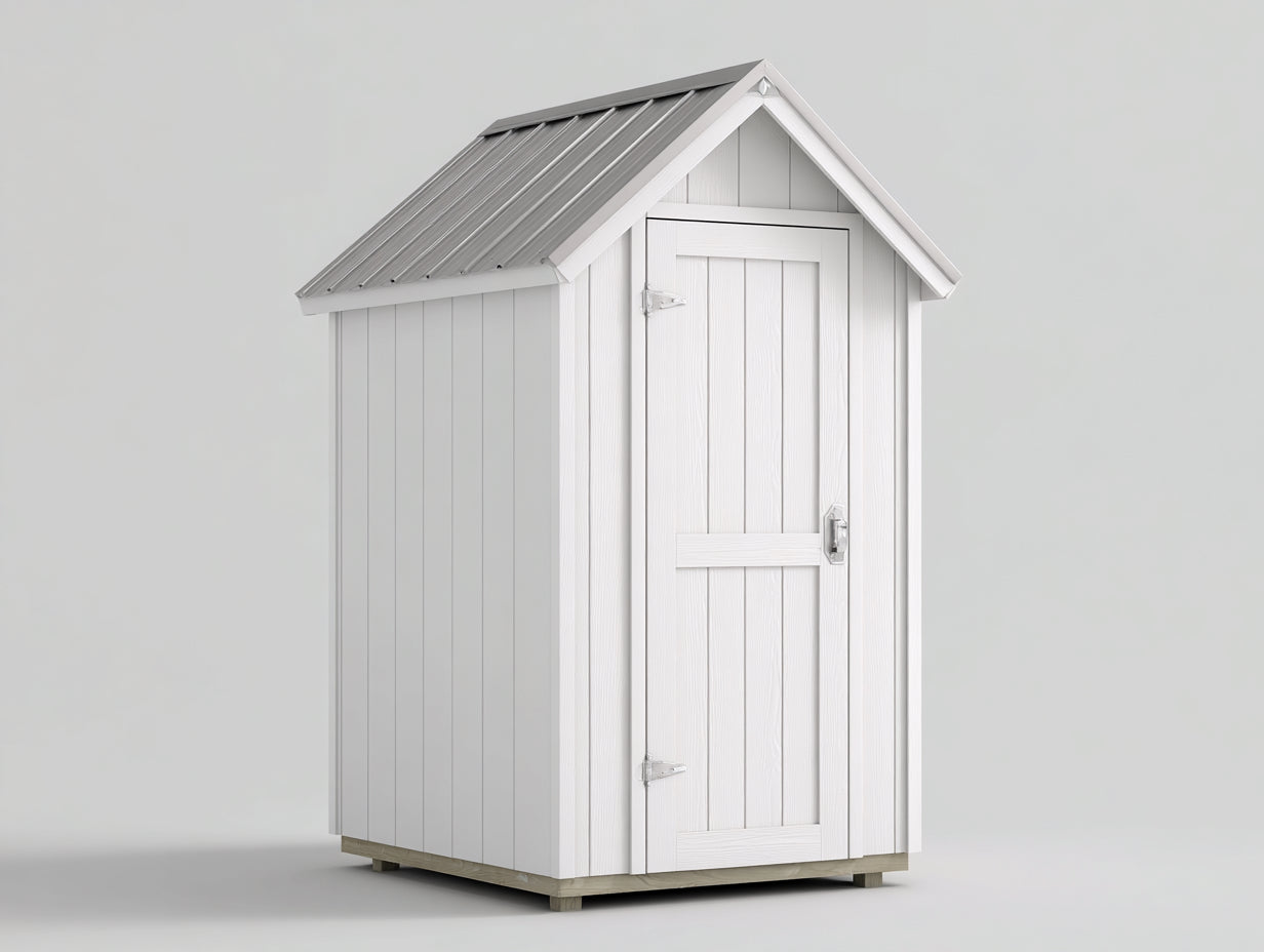 Abri de jardin - Bois - 135 x 105 x 215 cm - Blanc-Gris clair-Argenté-Bois naturel - Classique