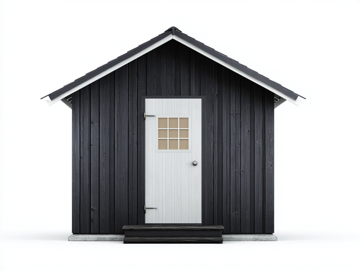 Abri de jardin - Bois - 220 x 175 x 240 cm - Noir-Blanc-Beige-Gris foncé - Nordique
