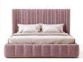 Lit double - Velours - 225 x 190 x 150 cm - Rose ancien - Style glamour