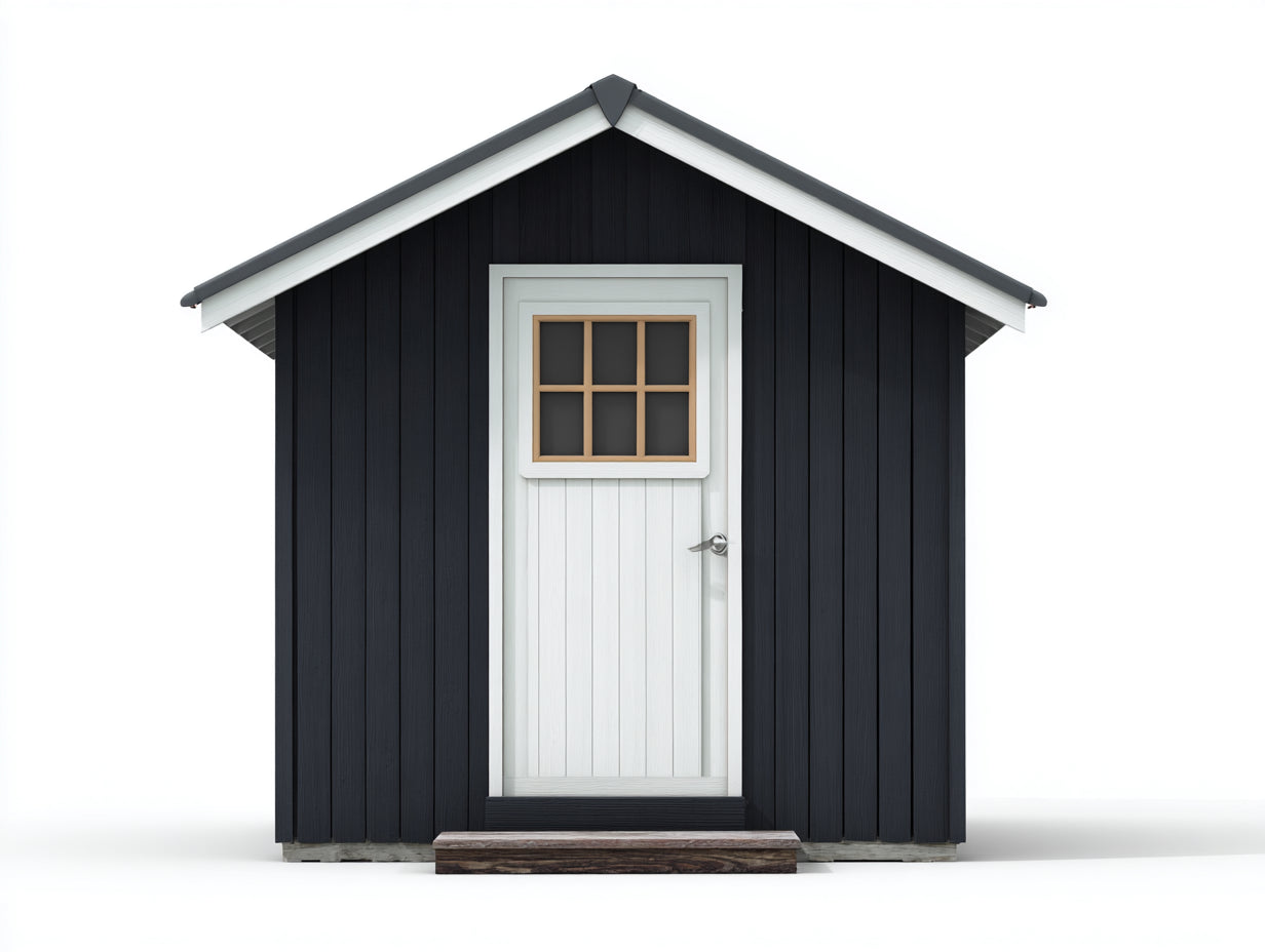 Abri de jardin - Bois - 190 x 150 x 225 cm - Noir-Blanc-Bois naturel-Gris foncé - Scandinave