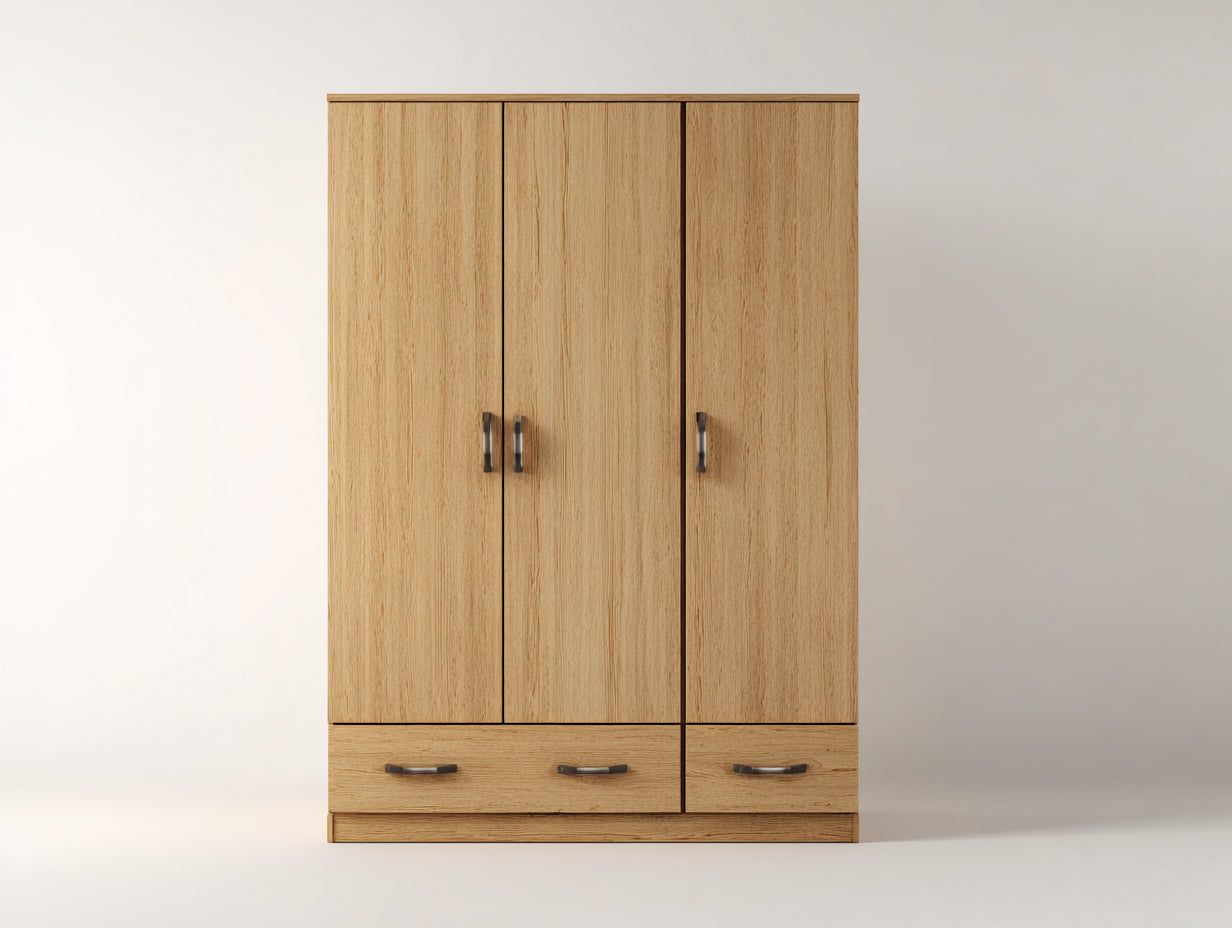 Armoire - Panneaux de bois - 152 x 59 x 194 cm - Chêne naturel - Style contemporain