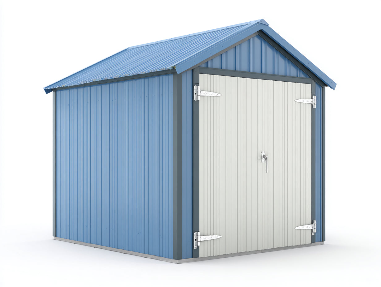 Abri de jardin - Métal - 255 x 198 x 232 cm - Bleu clair-Gris clair-Gris foncé-Argenté - Industriel