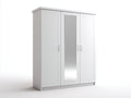 Armoire - Panneaux de bois-Verre - 145 x 55 x 195 cm - Blanc-Argent - Style moderne